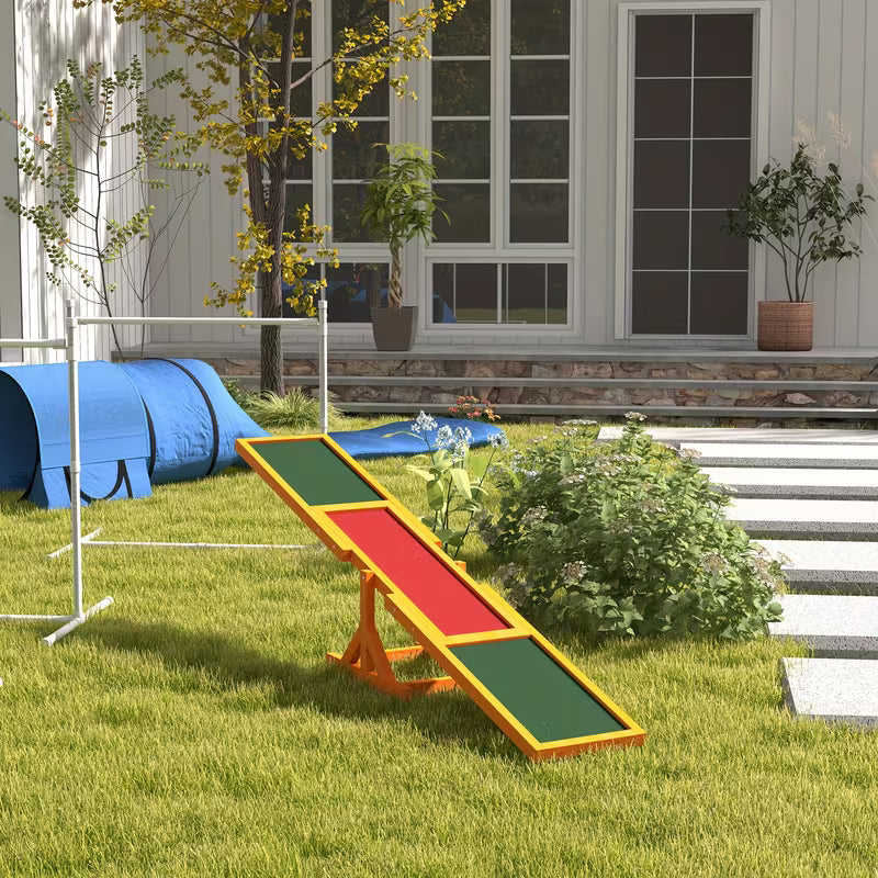 ™Aziron | נדנדת אגיליטי לכלבים, פלטפורמת משחק ריצה מעץ, צעצוע חיצוני לאימון