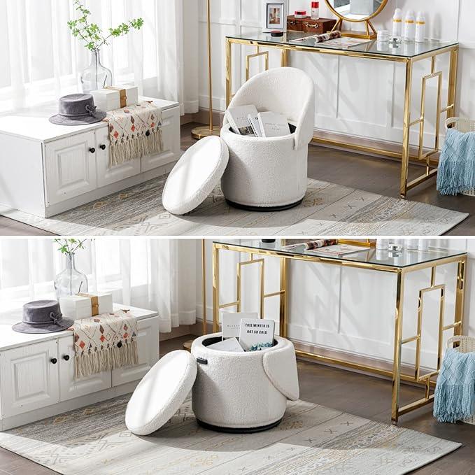 ™Velviq | כיסא הדום ואניטי מודרני – מסתובב עם תפקוד אחסון