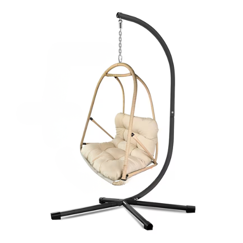 ™Zoryella | כיסא נדנדה תלוי עם מעמד, כיסא ביצה קאקי למרפסת, גן ומרפסת ביתית